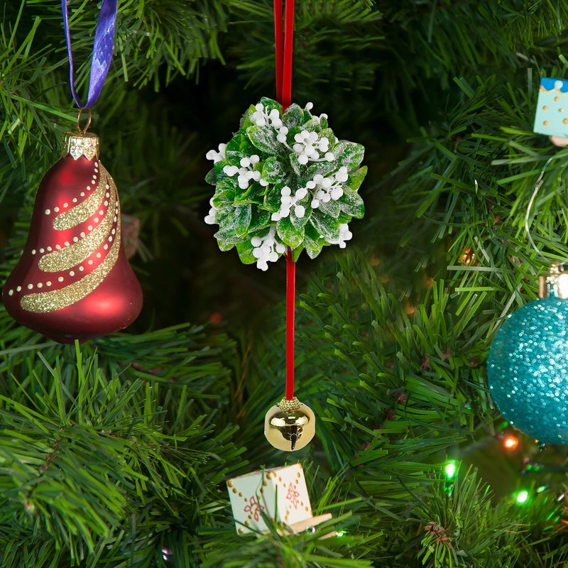 Ornativity Mistletoe Ball Christmas Ornament - Holiday Kissing Mistletoe Bell Hanging Kiss Decoration for Doorway Arch Ceiling Xmas Decor 10" - Image 5